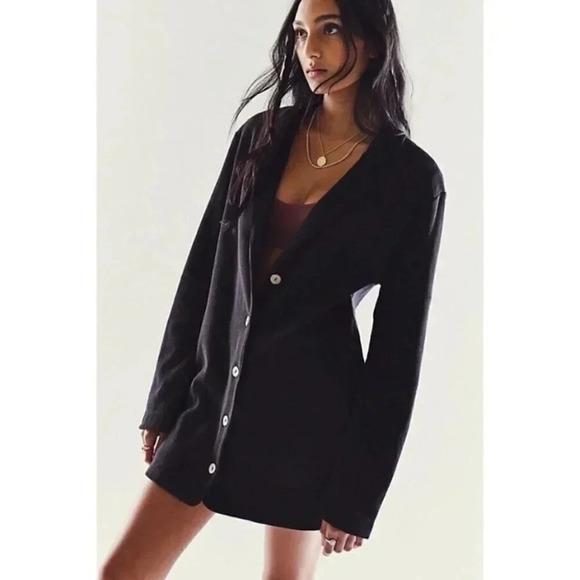 NWT Free People Lizzie Sweater Romper Onesie One Piece Blazer Knit Black XS - Picture 1 of 10
